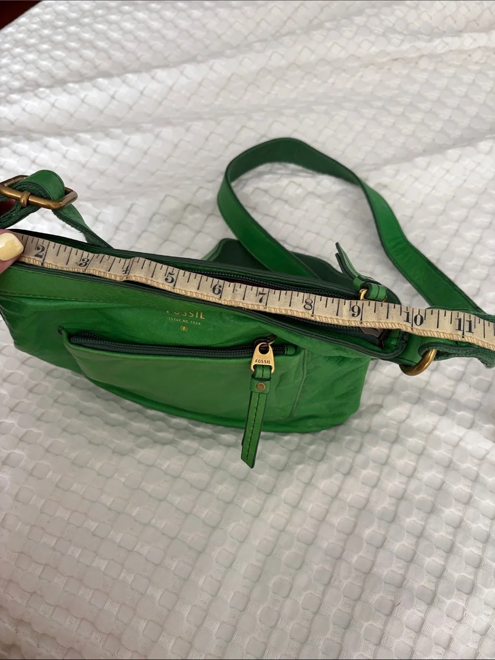 Fossil Green Leather Crossbody Bag